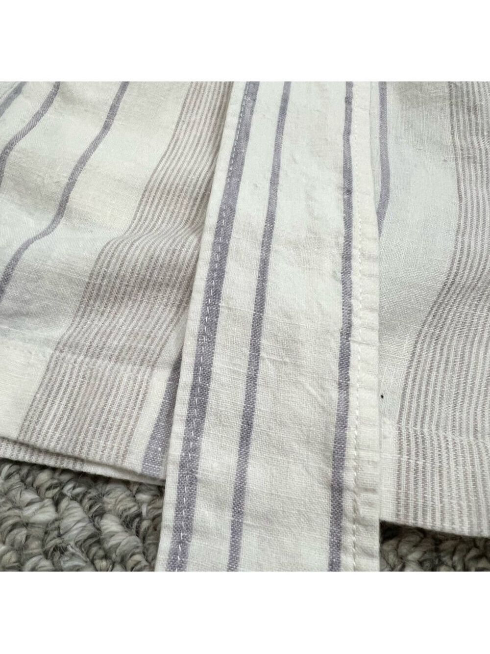 Aritzia Wilfred Gelas 100% linen striped belted paper bag shorts 2 - Picture 5 of 11